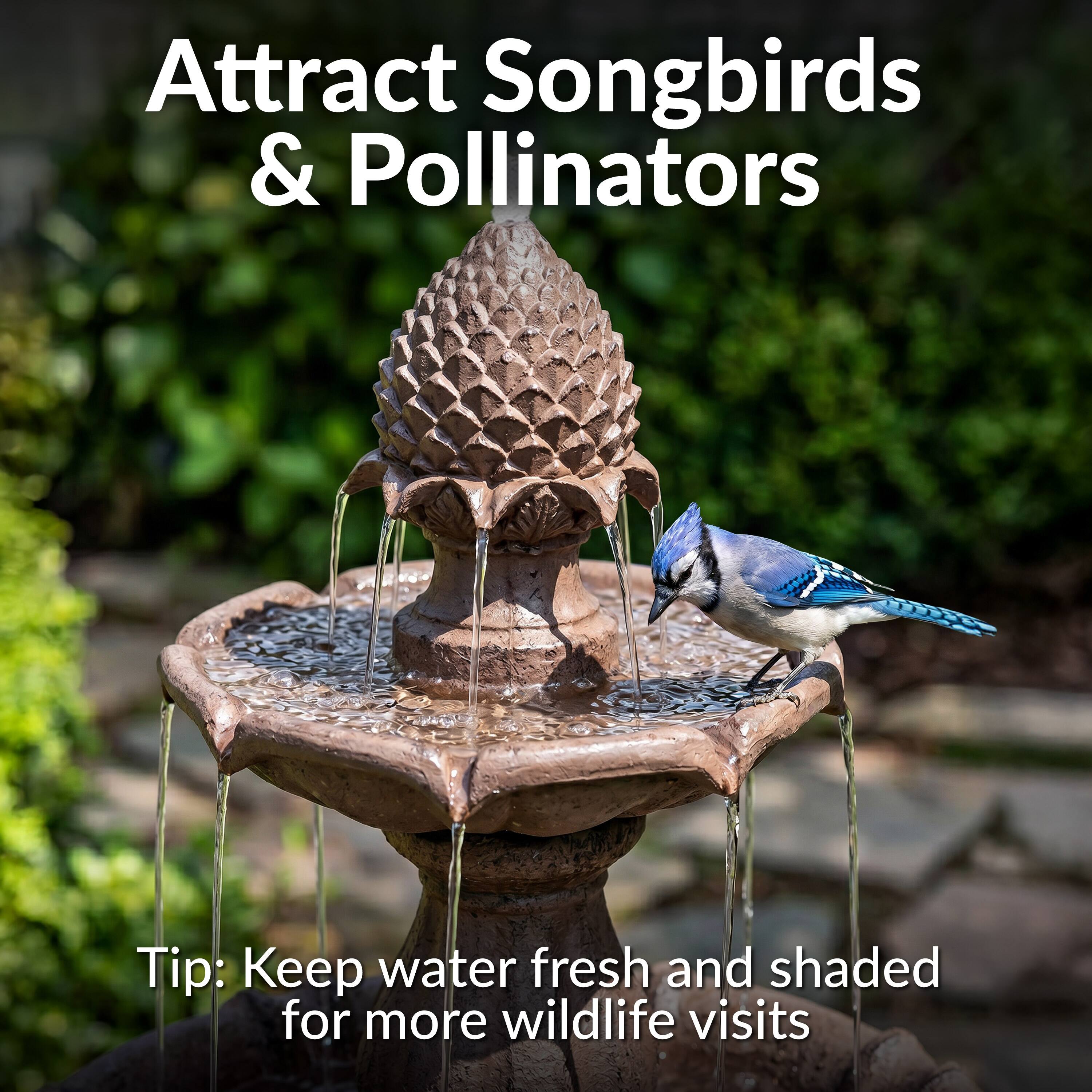 Attract Songbirds & Pollinators

Tip: Keep water fresh and shaded for more wildlife visits