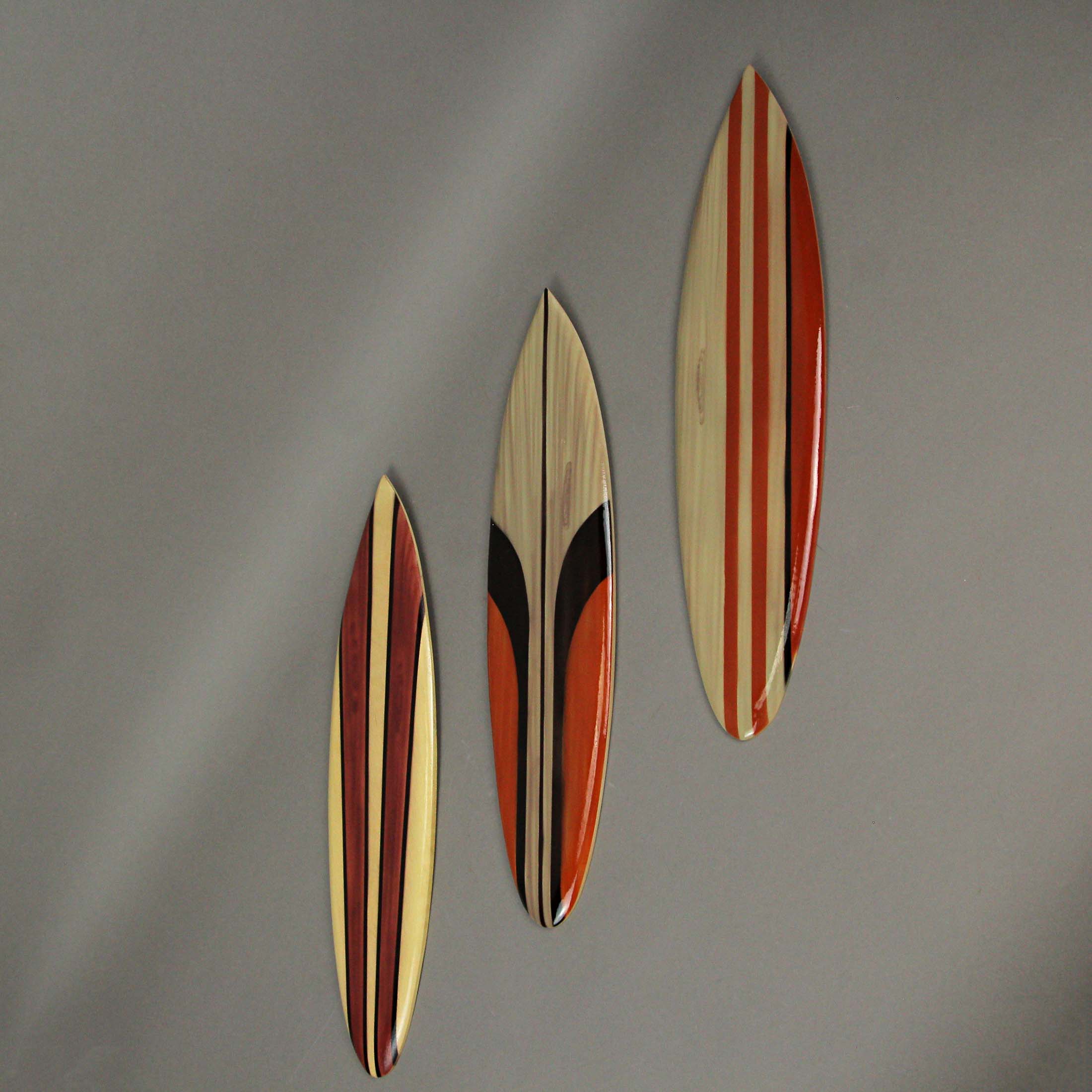 Alt View 2. Zeckos - Set of 6 Handcrafted Wood Surfboard Wall Sculptures Beach-Themed Home Decor - Multicolored.