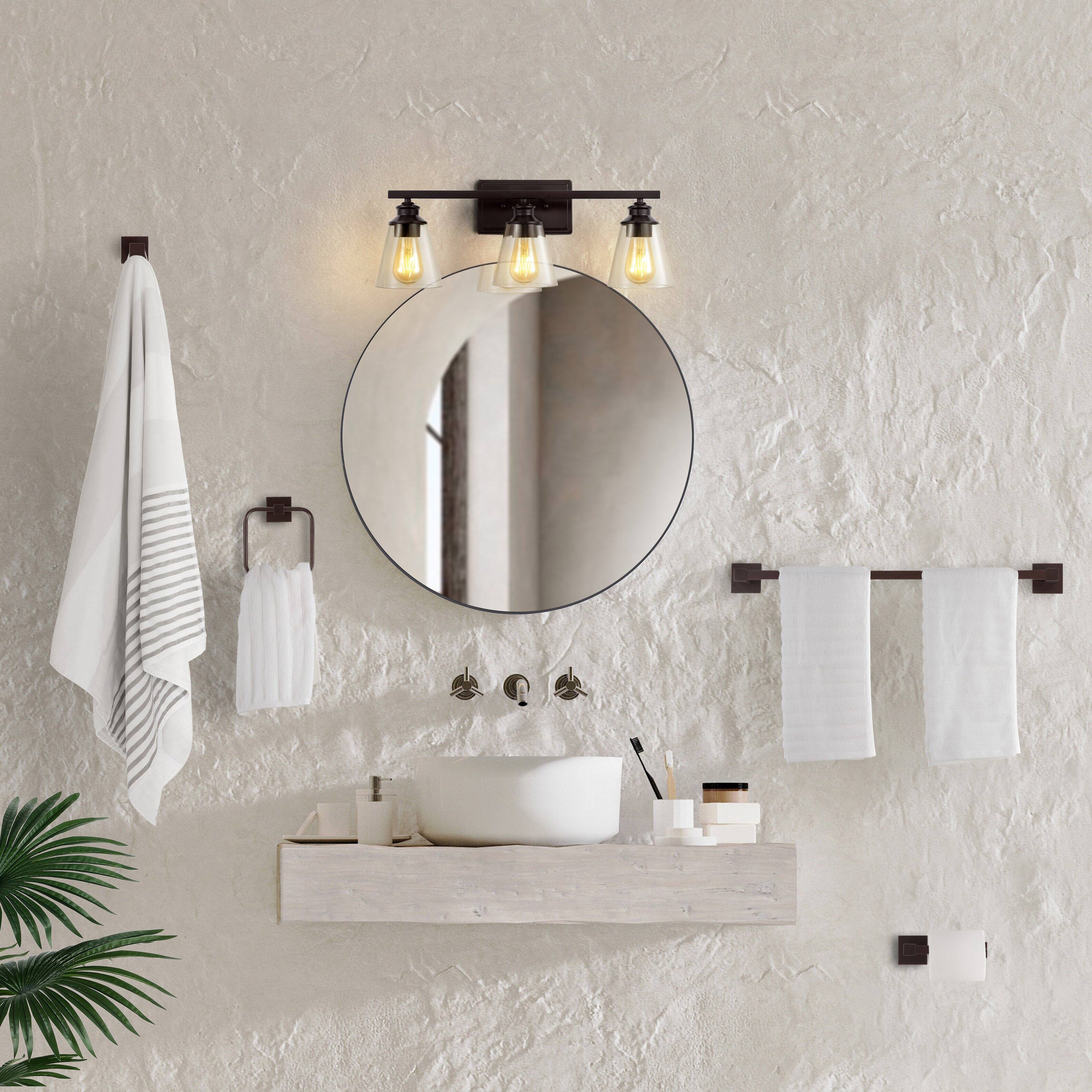 Alt View 1. Jonathan Y - Arlo 22.88" 3-Light Vintage Classic Vanity Light with Bathroom Hardware Accessory Set, Oil Rubbed Bronze (5-Piece) - Oil Rubbed Bronze.