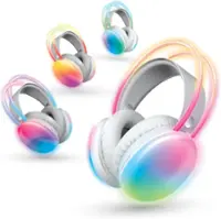 Brookstone Wireless Silent Disco Headphones, Multicolor LED Lights, Bluetooth 5.0, Up to 10 Hours of Playtime, 4 Pack - Multi - Front_Zoom