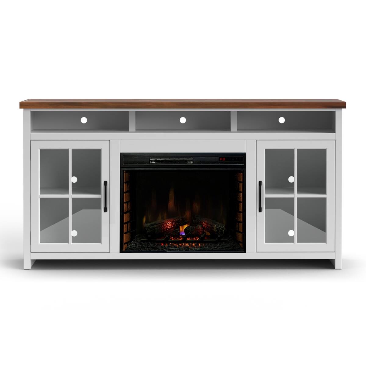 Alt View 1. Loheer - Loheer 74 inch farmhouse fireplace tv stand for 85 inch tv White - White.