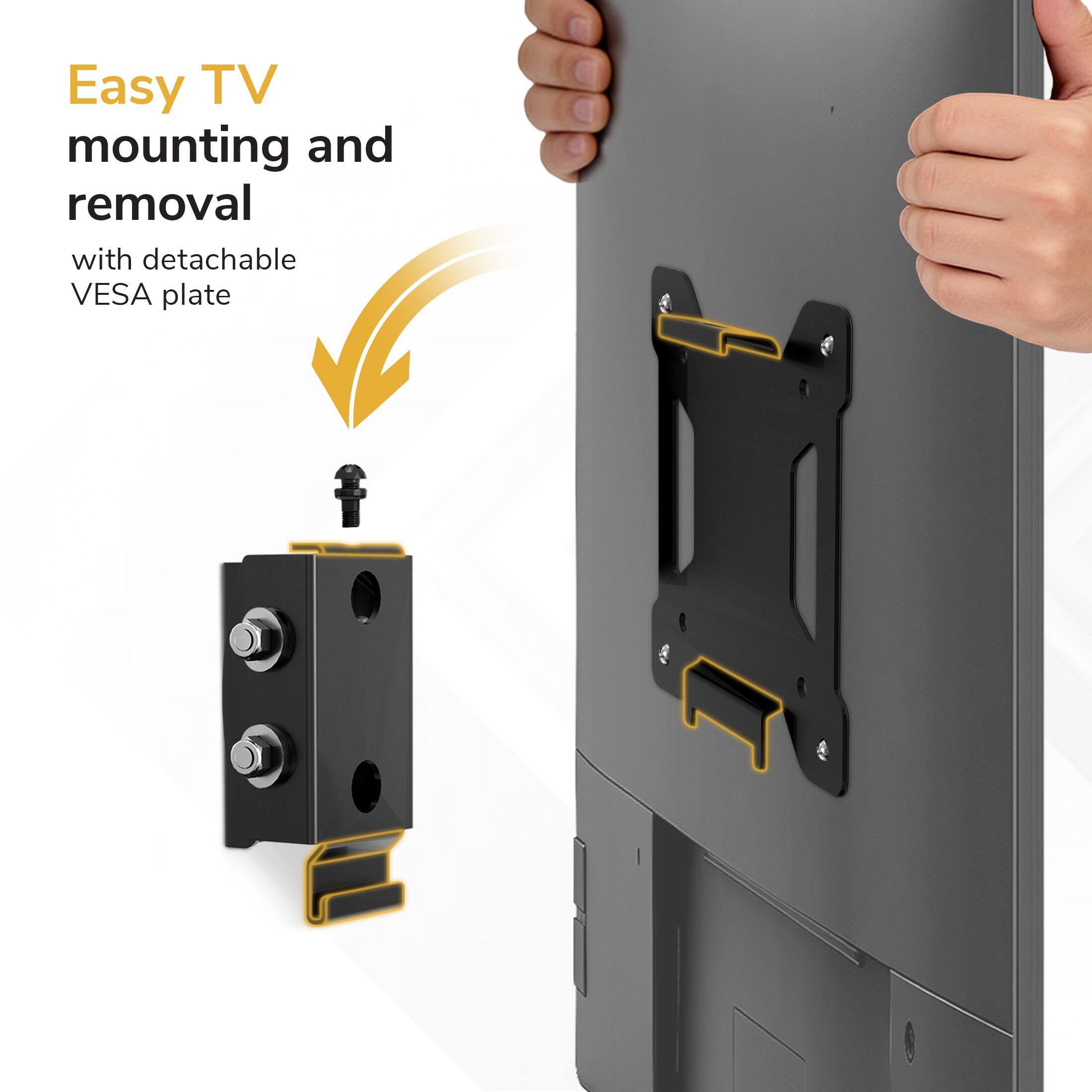 Easy TV mounting and removal with detachable VESA plate