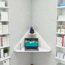 Hivvago - Space-Saving Floating Corner Workstation with Storage Compartment - White