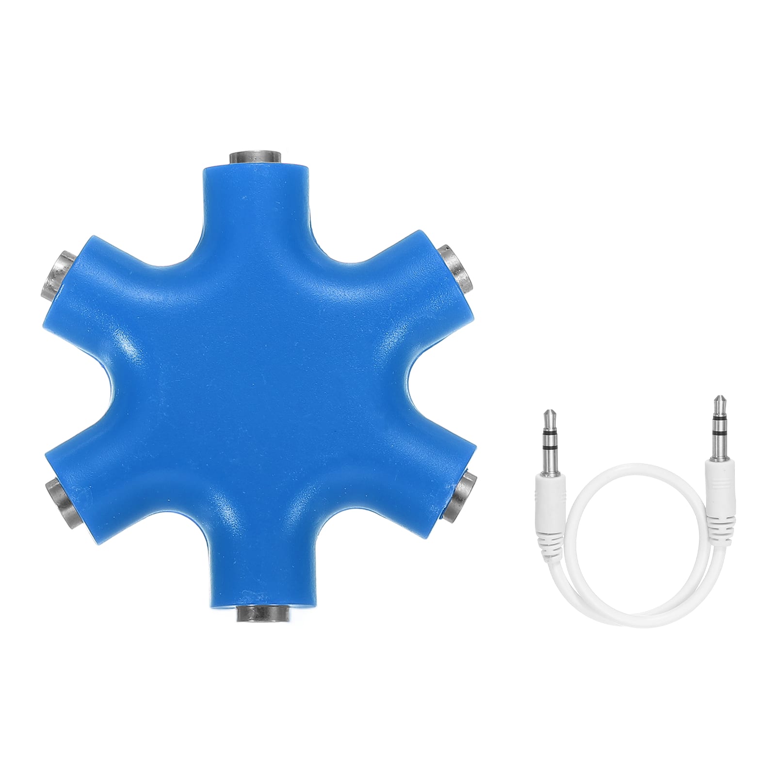 Unique Bargains - 3.5mm Headphone Splitter, 1 Male to 5 Female, with AUX Cable, 1pc - for Stereo Earphone/Headset - Blue