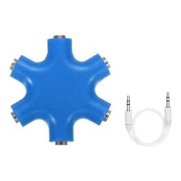 Unique Bargains - 3.5mm Headphone Splitter, 1 Male to 5 Female, with AUX Cable, 1pc - for Stereo Earphone/Headset - Blue