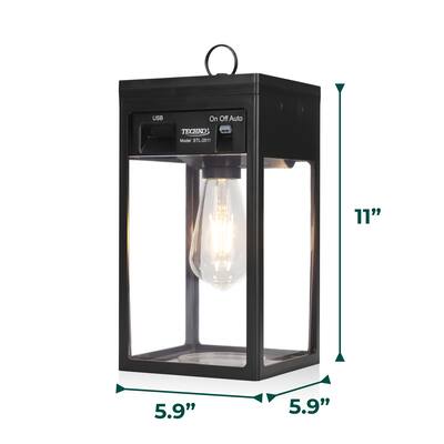 Techko Maid Solar Portable Lantern with Edison Bulb Black STL-2511 Techko Maid Solar Portable Lantern with Edison Bulb Black STL-2511