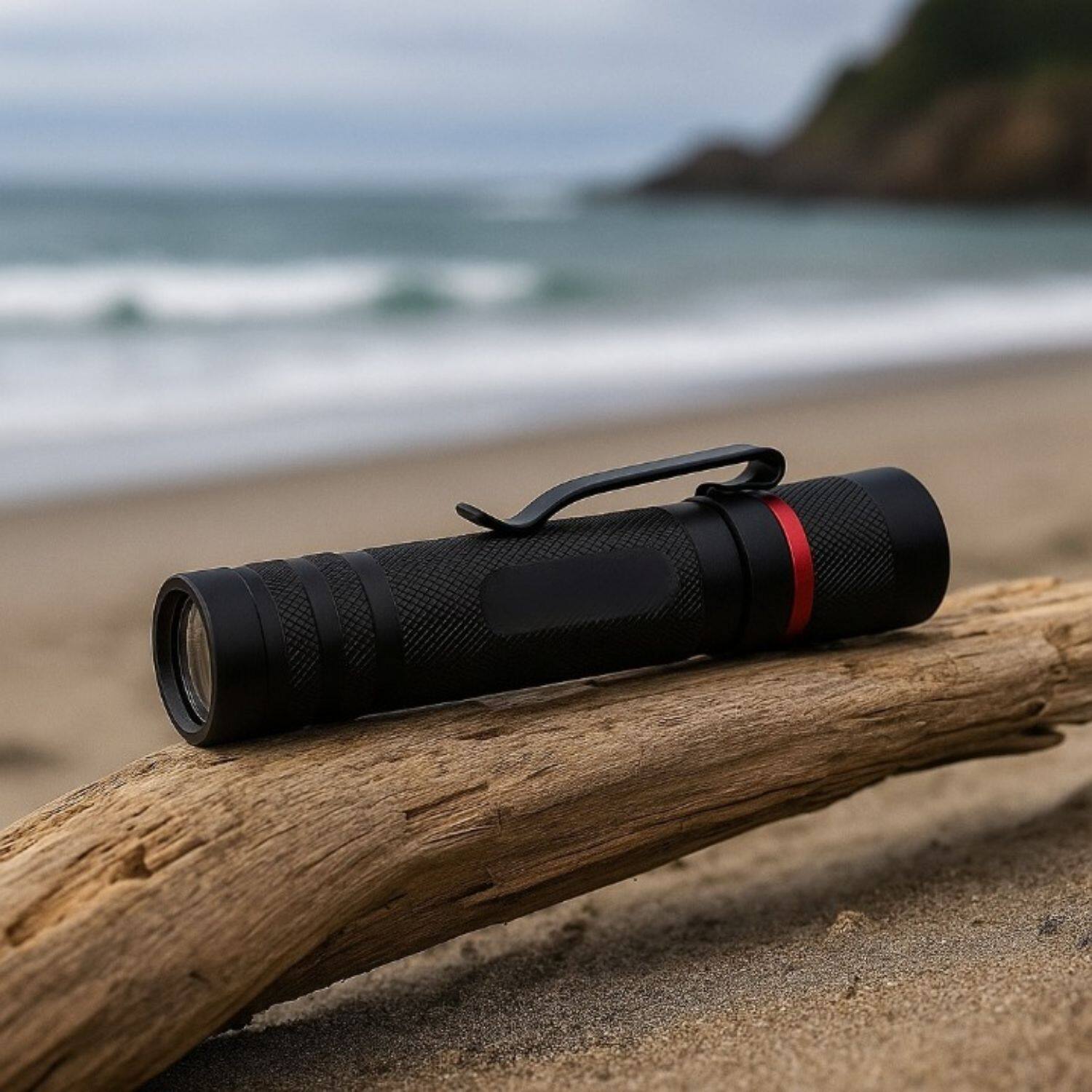 Left. Stock Preferred - Rechargeable LED Flashlight with Pure Beam - Black.