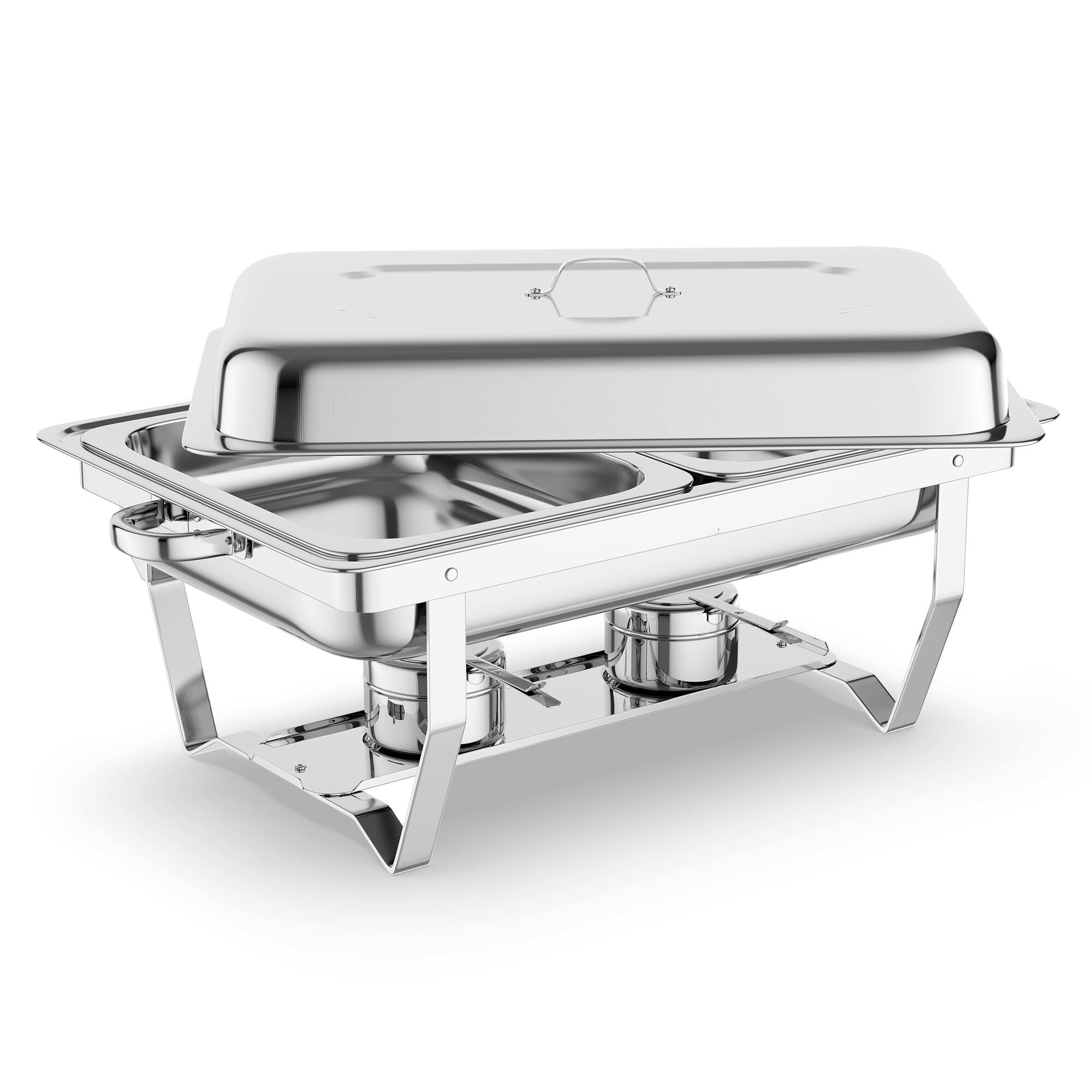 Alt View 1. Sugift - 2‑Pack 9QT Stainless Steel Chafing Dish Buffet Set with Fuel Burners and Water Pans - Silver.
