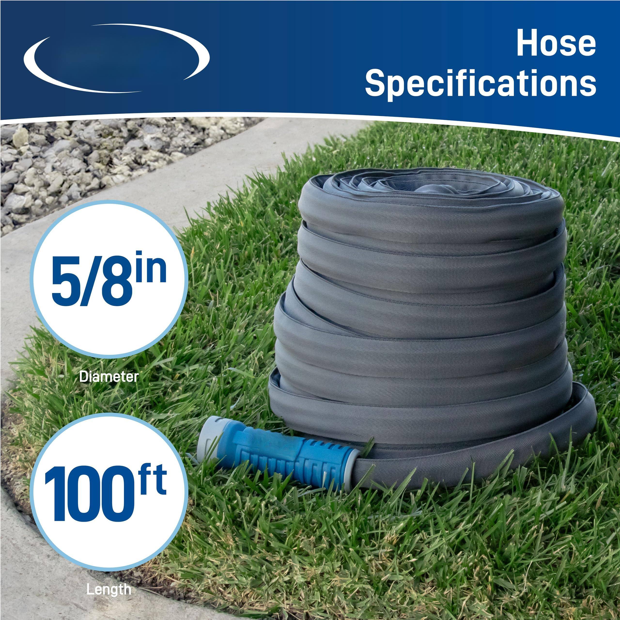 Hose Specifications

- Diameter: 5/8 in
- Length: 100 ft