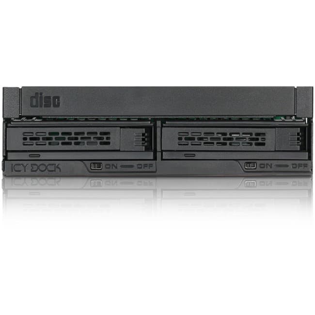 Icy Dock - ExpressCage MB732SPO-B Drive Enclosure for 5.25" - Serial ATA/600 Host Interface Internal - Black - 2 x HDD