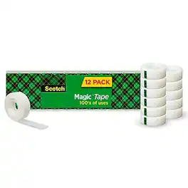 Scotch - Magic Tape Refill, 0.75" x 27.77 yds., 1" Core, 12 Rolls/Pack - Invisible Clear