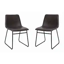 Alamont Home - 18 Inch Commercial Grade Dining Table Height Chair, Mid-Back Sled Base Dining Chair in LeatherSoft Upholstery, Set of 2 - Gray LeatherSoft/Black Frame
