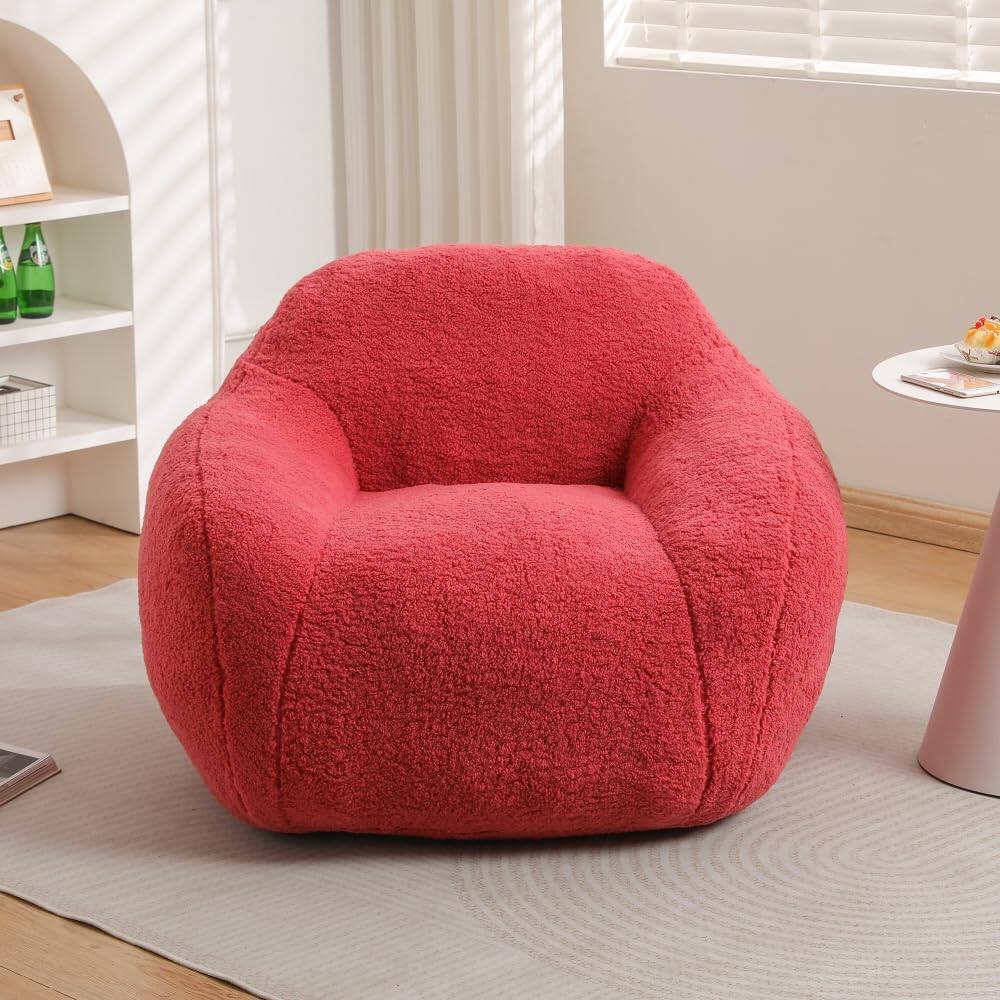 Alt View 2. Trinkets Crazed - Beanbag Chair Bean Bag Chairs for Adults Bean Bags Giant Bean Bag Sofa with Spacious Cushion - rose red.