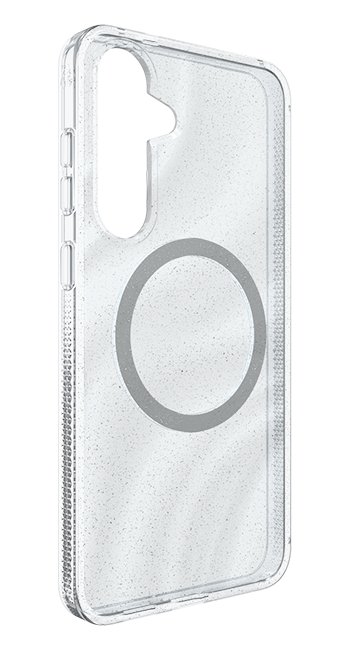 Back. ZAGG - Milan Snap Case + Magnet - Samsung Galaxy S25+  GLITTER SILVER - GLITTER SILVER.