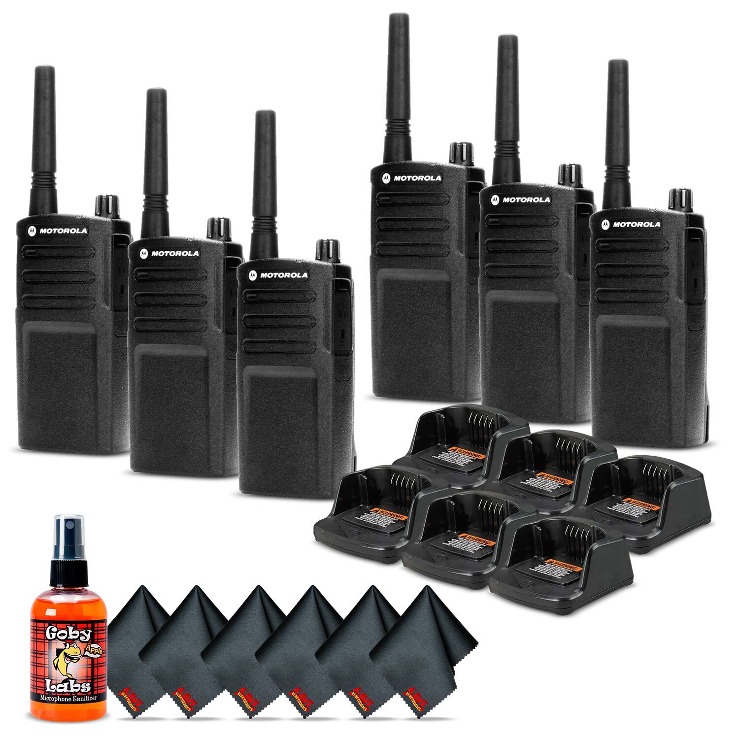 6 x Motorola RMU2040 On-Site 2-Way Radio (RMU2040) - 6 Pack Supreme Bundle - Black
