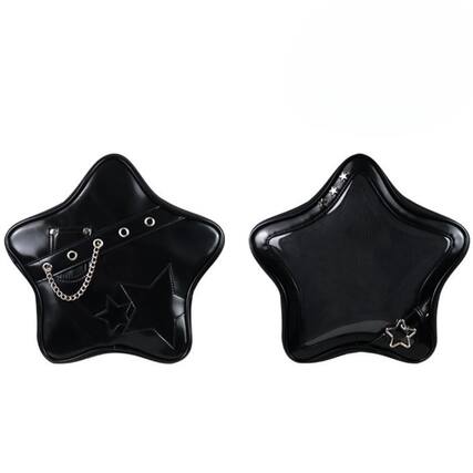 Front. Cozy Serene - Ita Bag Backpack Star Pins Display Crossbody With Insert Y2k Aesthetic Cute Handbag For Anime Comic Con (yellow) - Black.