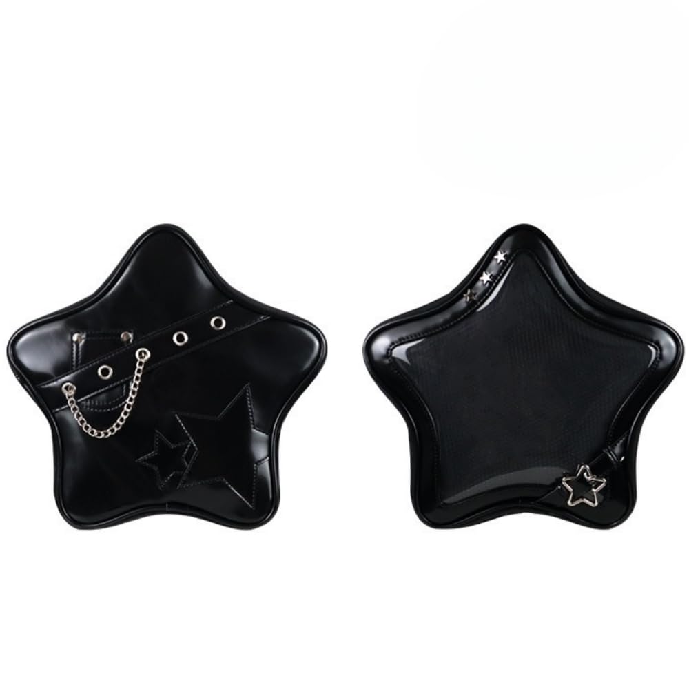 Front. Cozy Serene - Ita Bag Backpack Star Pins Display Crossbody With Insert Y2k Aesthetic Cute Handbag For Anime Comic Con (yellow) - Black.