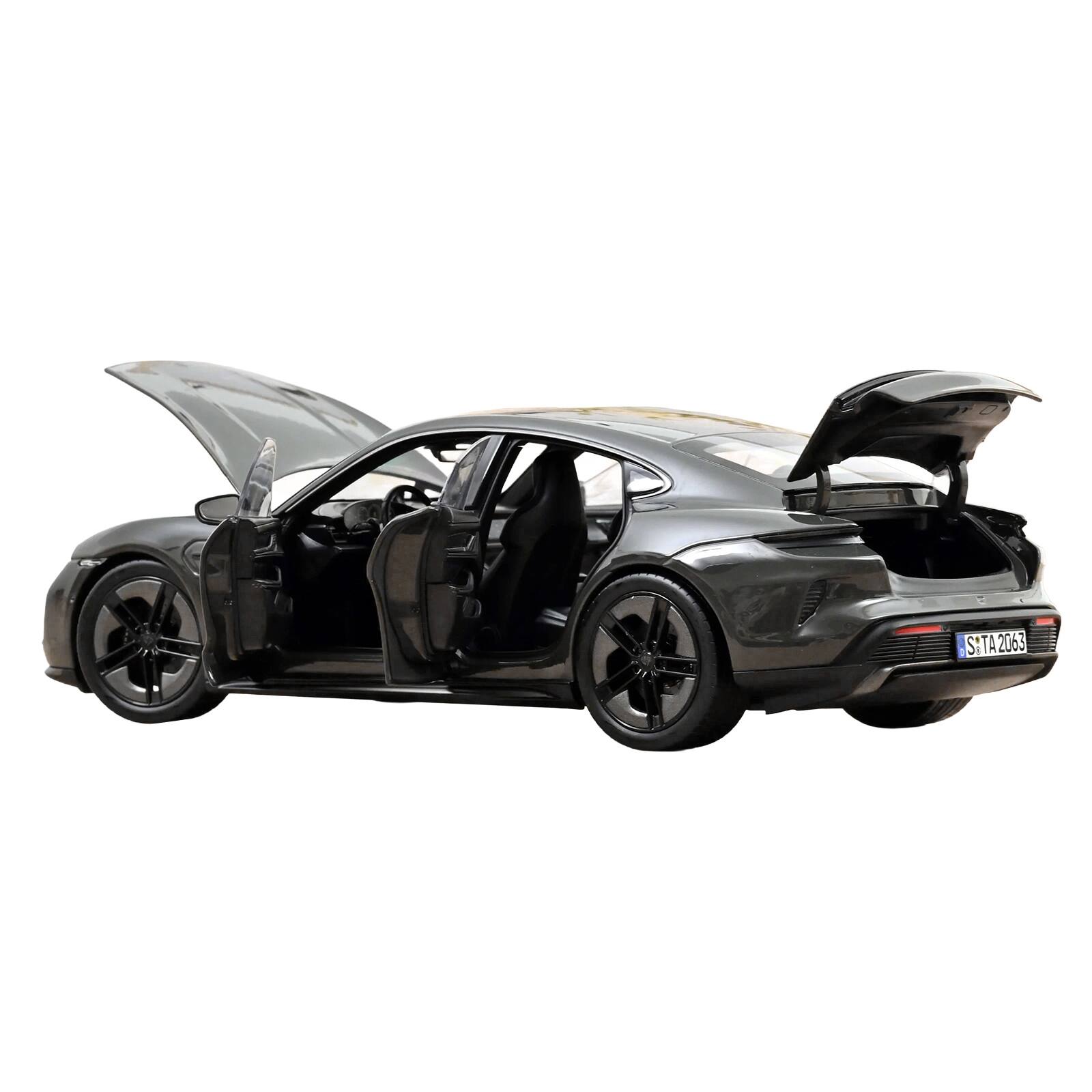Alt View 1. Norev - 2024 Porsche Taycan Turbo S Slate Gray Neo 1/18 Diecast Model Car by Norev.