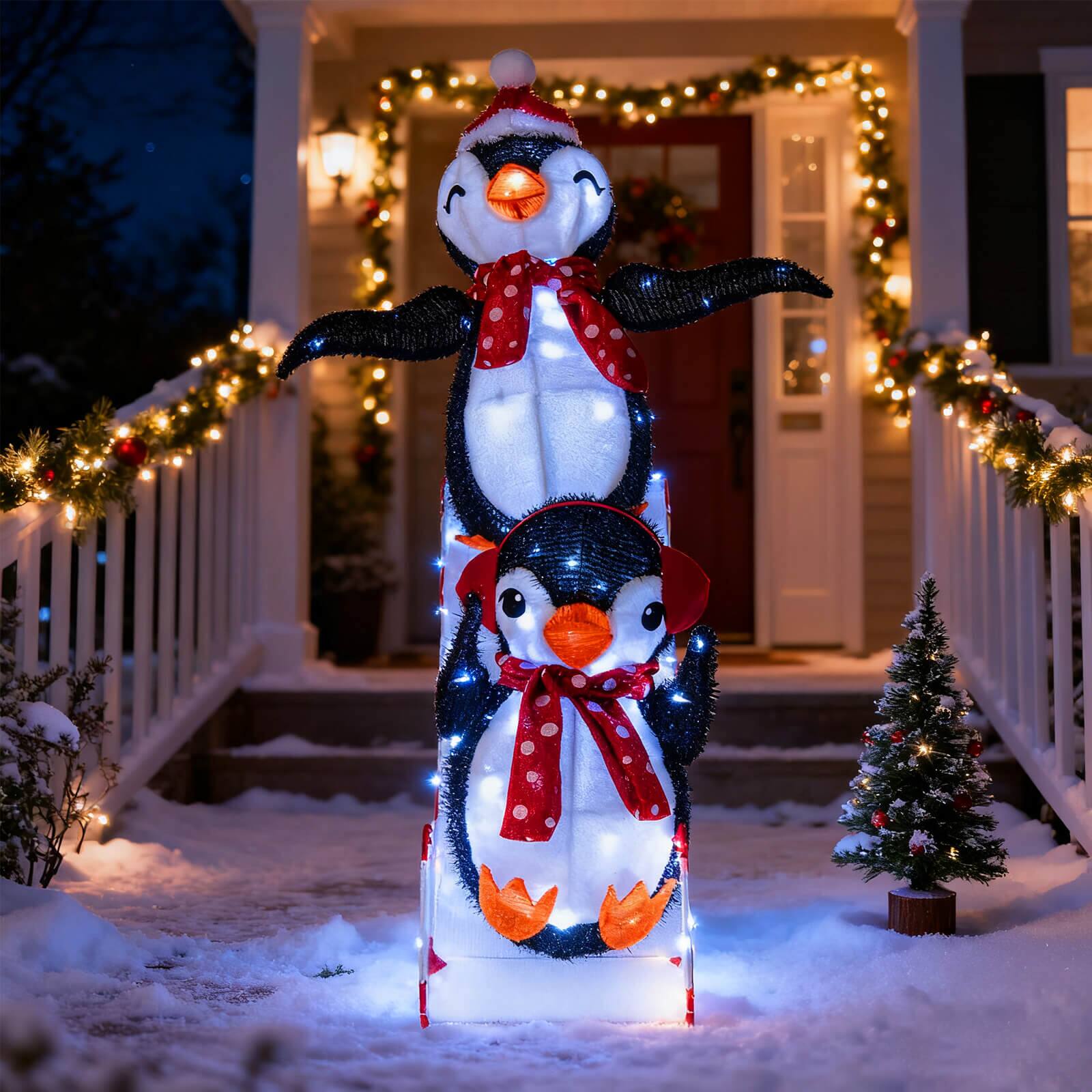 Alt View 4. Costway - Costway Lighted Christmas Decoration Penguin with 170 LED Lights for Home Lawn Yard Garden - Multicolor.