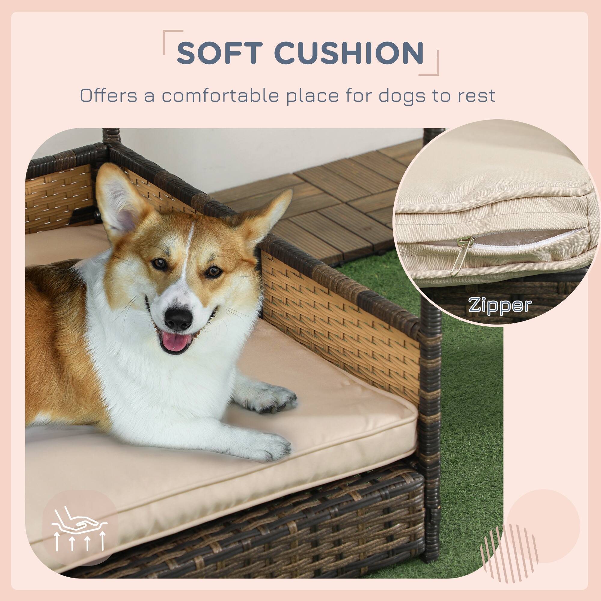SOFT CUSHION  
Offers a comfortable place for dogs to rest  

Zipper