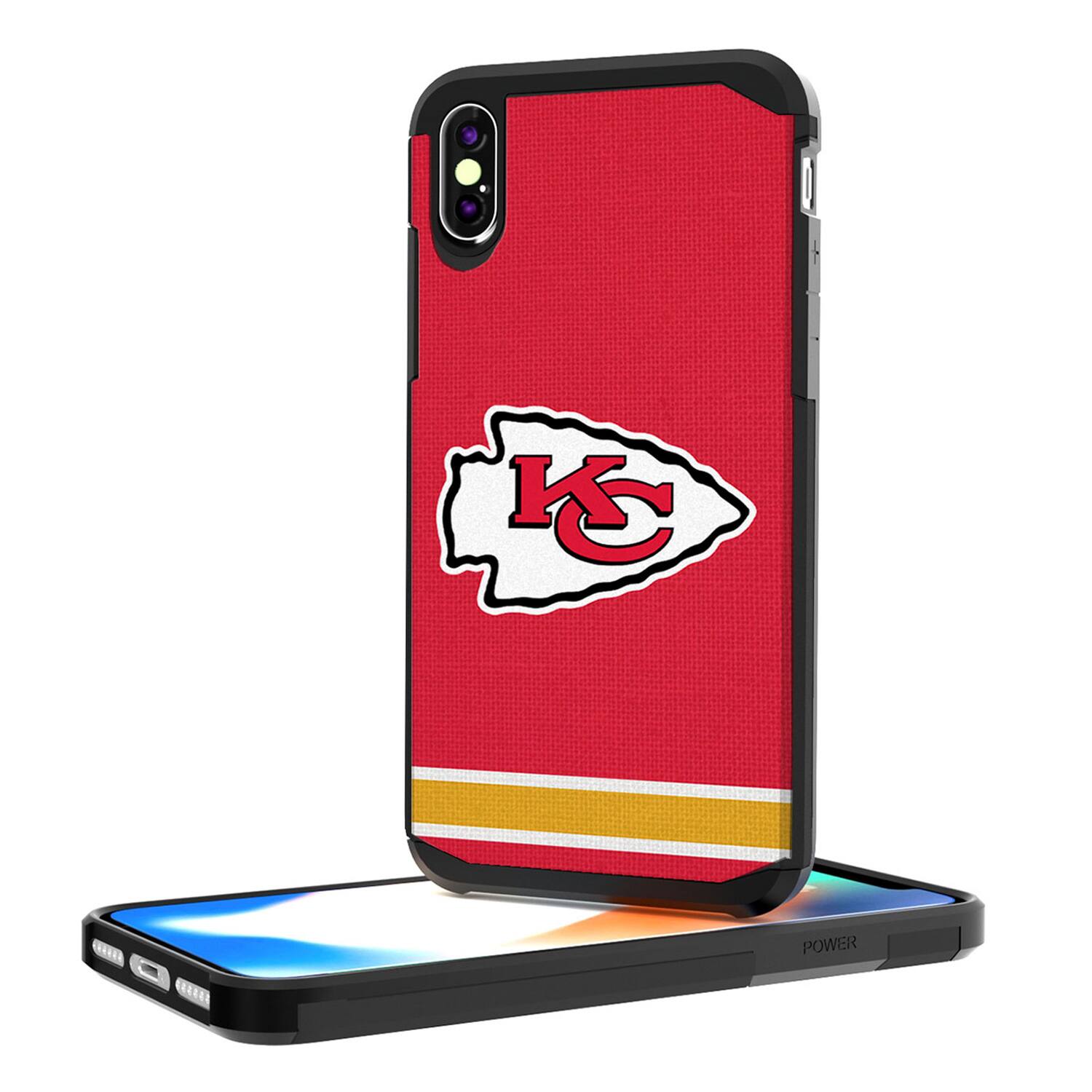 Alt View 2. Keyscaper - Kansas City Chiefs iPhone Rugged Stripe Design Case - 15 - Multicolor.
