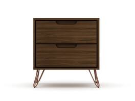 Manhattan Comfort - Rockefeller Mid-Century Modern 20" Nightstand - Chestnut Brown