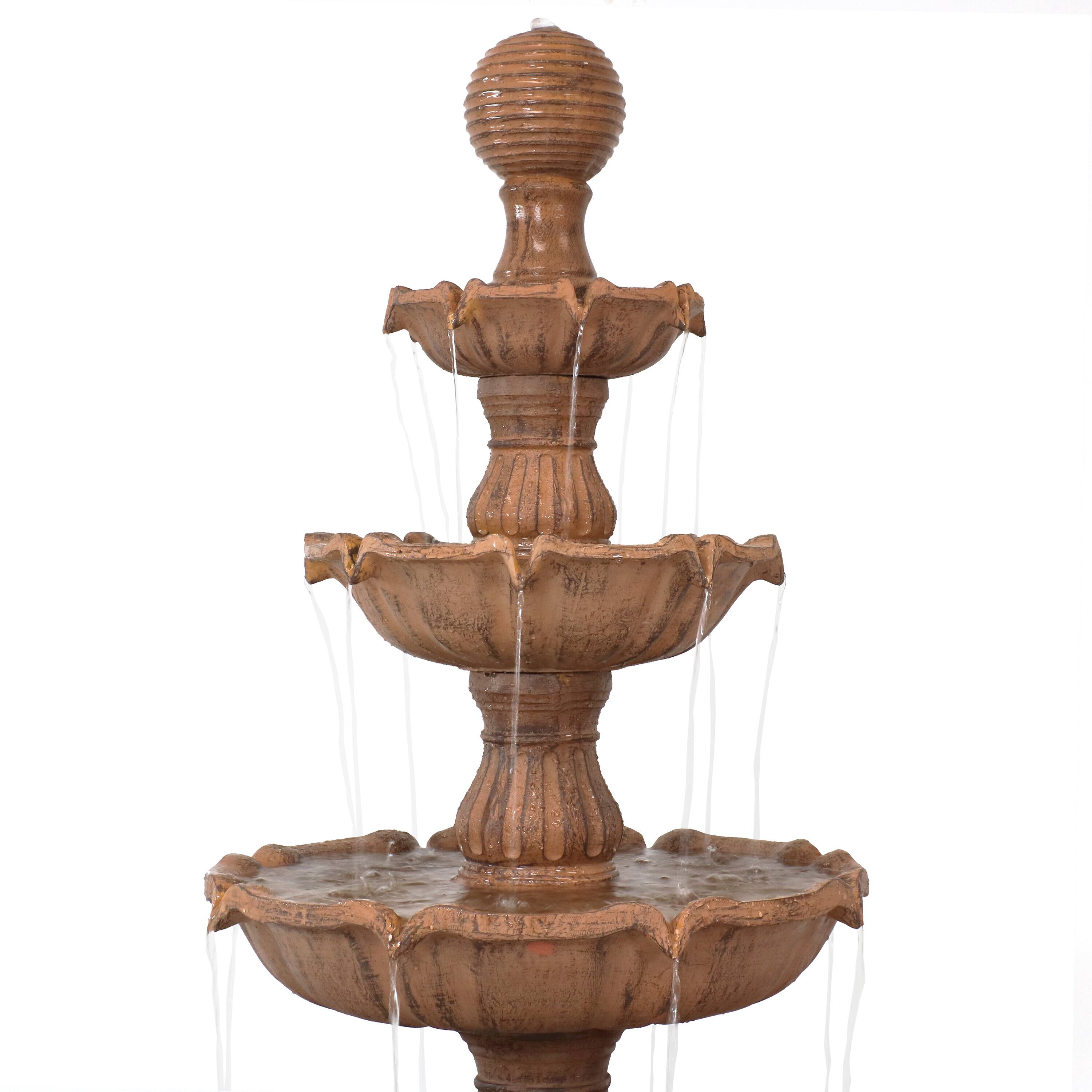 Alt View 10. Sunnydaze - Tiered Ball Resin Outdoor 4-Tier Water Fountain - Brown.