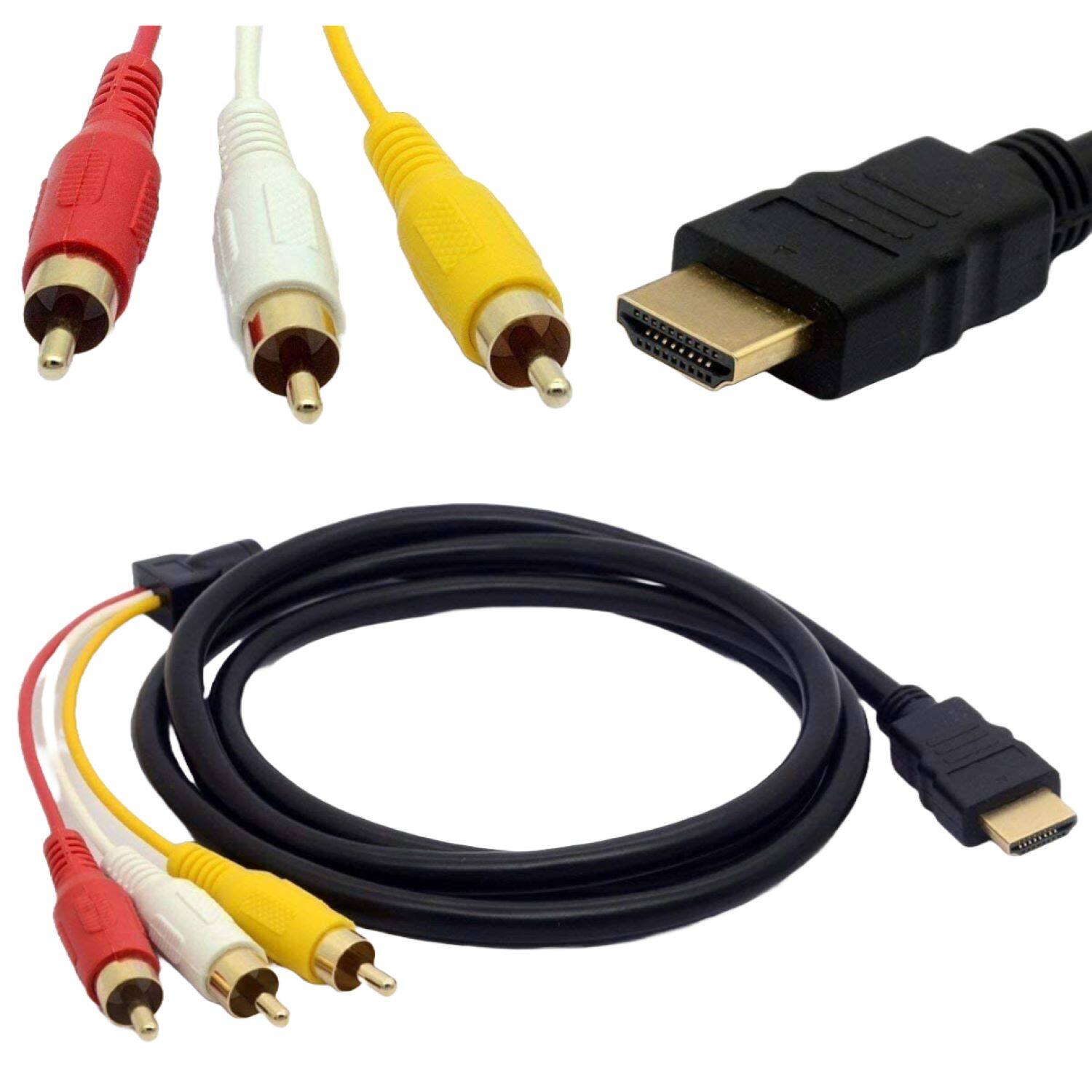 Left. Sanoxy - HDMI Male To 3 RCA Video Audio AV Component Converter Adapter Cable HDTV 1080 - Black.