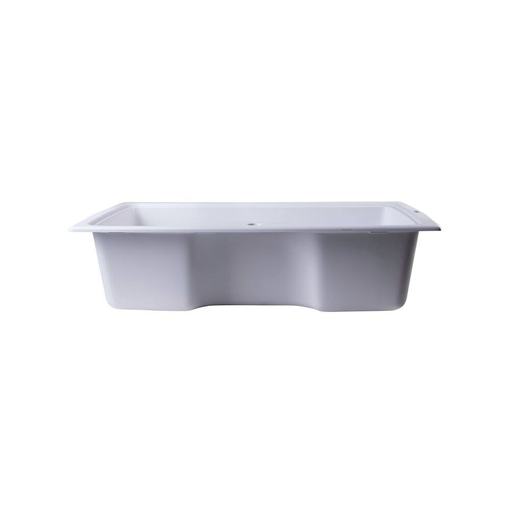 Alt View 2. Alfi - ALFI brand White 35 Drop-In Single Bowl Granite Composite Kitchen Sink - White.