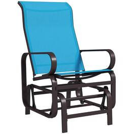 Resenkos - Single Lounger, Metal Mesh Rocker, Lightweight Chair, Comfortable Outdoor Relaxation - Blue