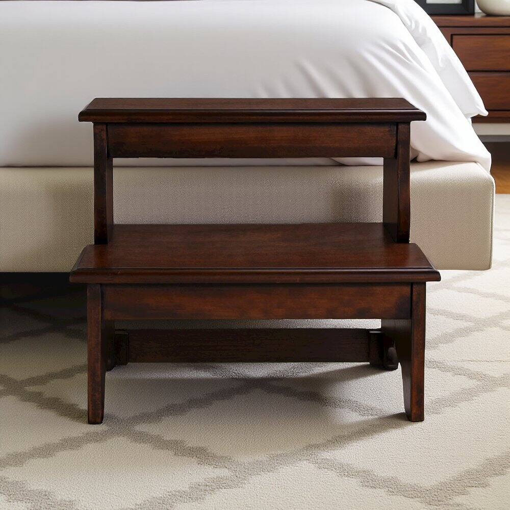 Alt View 1. Starlight Canyon Home - Dark Brown Wooden Step Stool for Adults and Kids with Durable Design - Dark Brown.