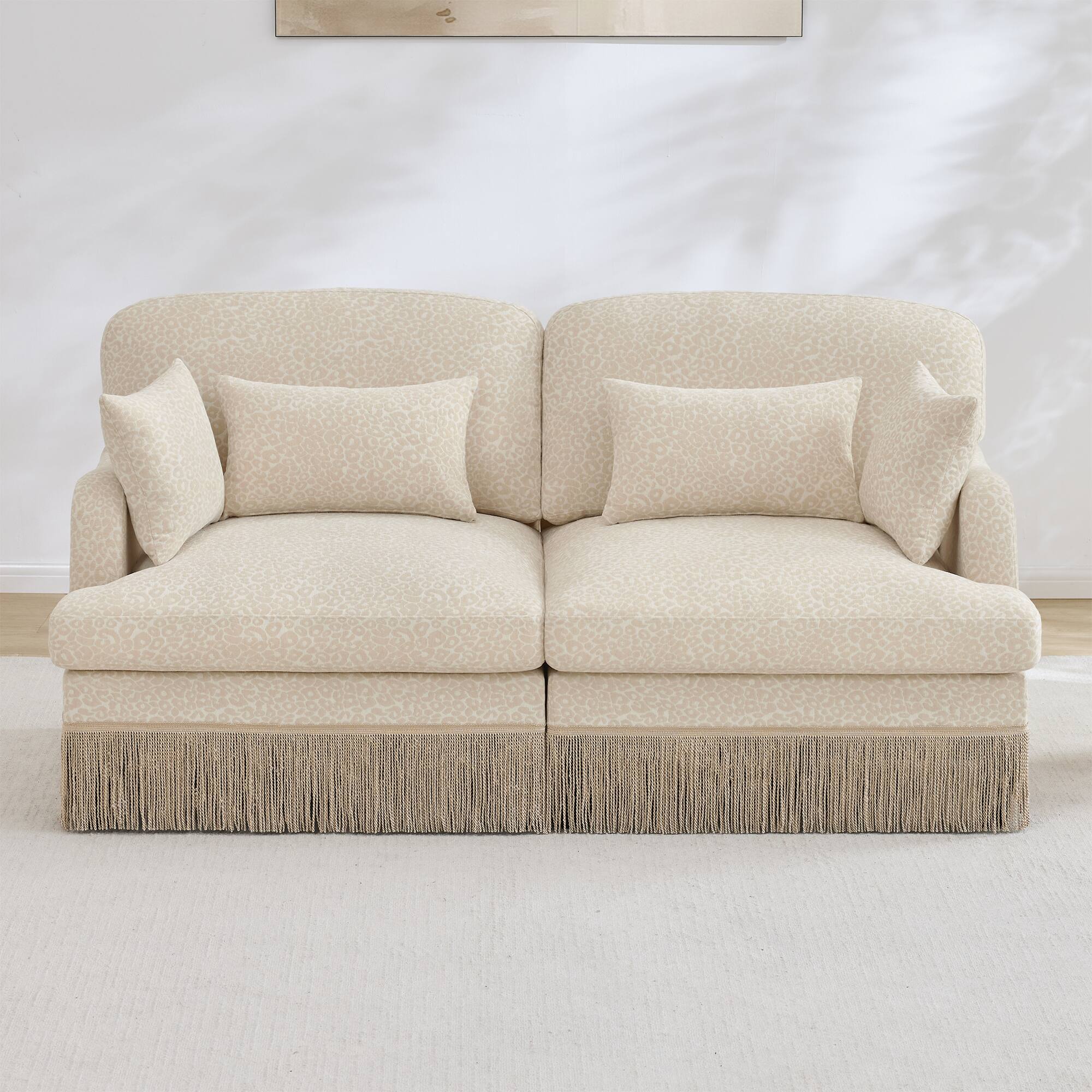 Angle. Anysun - Modern Fashion Leopard Print Chenille Deep Seat Loveseat, Easy Assembly - Beige.