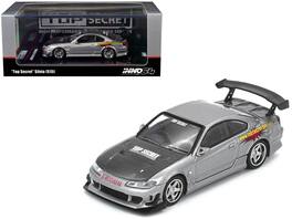 Nissan "Top Secret" Silvia (S15) RHD (Right Hand Drive) Silver Metallic with Carbon Hood 1/64 Model Car by Inno Models
