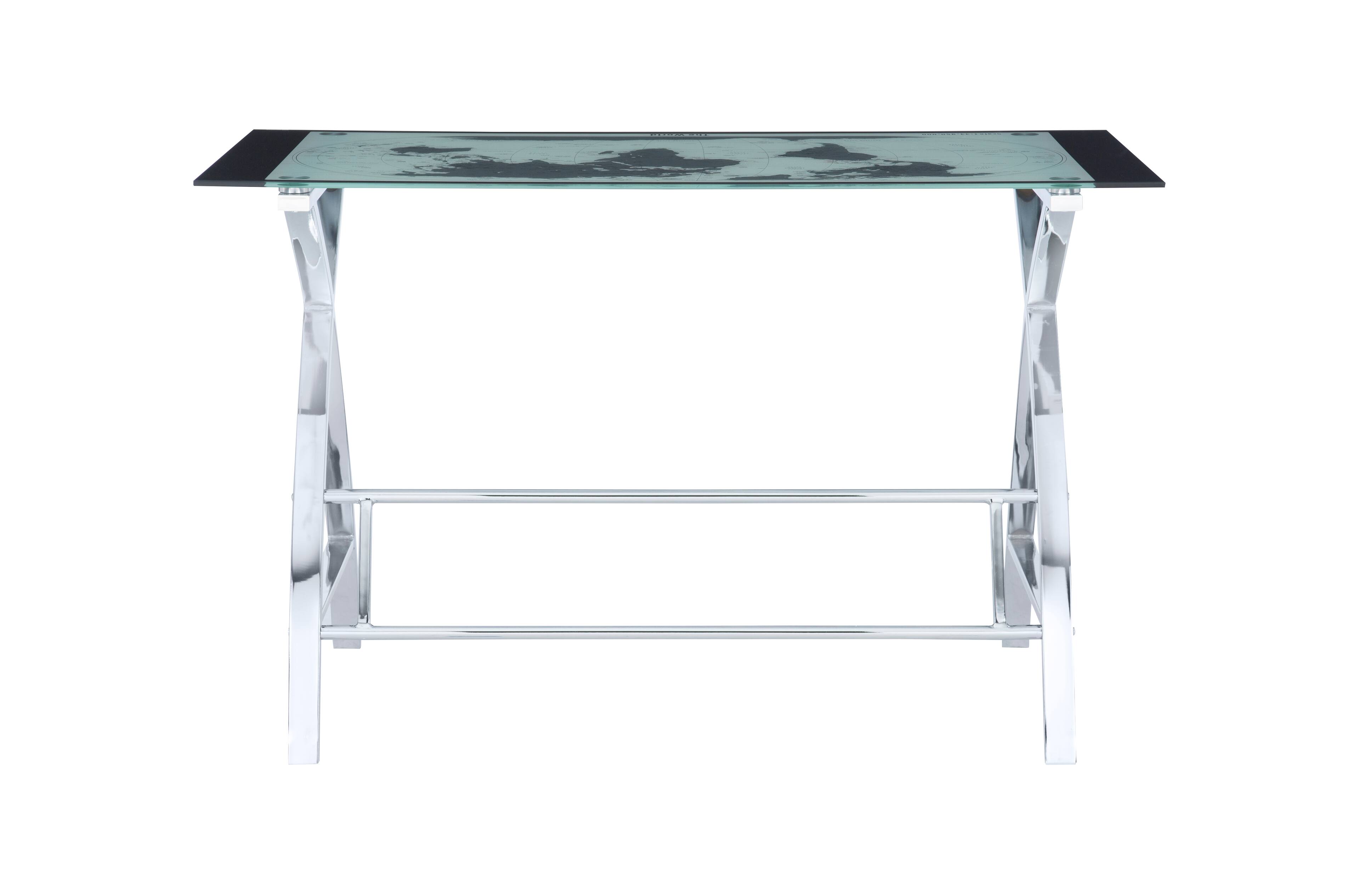 Alt View Zoom 17. Linon Home Décor - Walton Map Printed Glass Desk Set With Faux Leather Gas Lift Chair - White & Chrome.