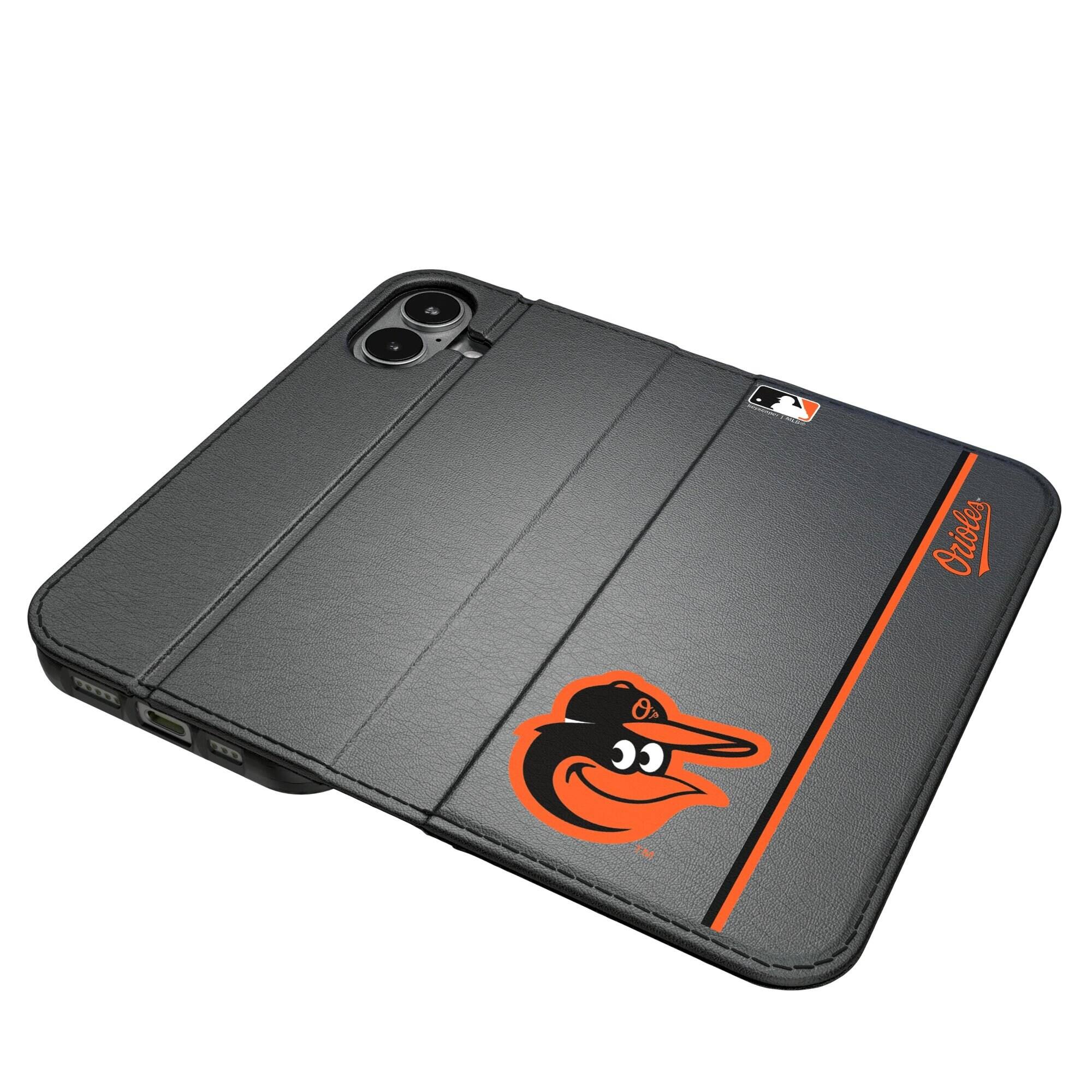 Alt View 3. Keyscaper - Baltimore Orioles iPhone Folio 2.0 Case - 17 Pro Max - Black.