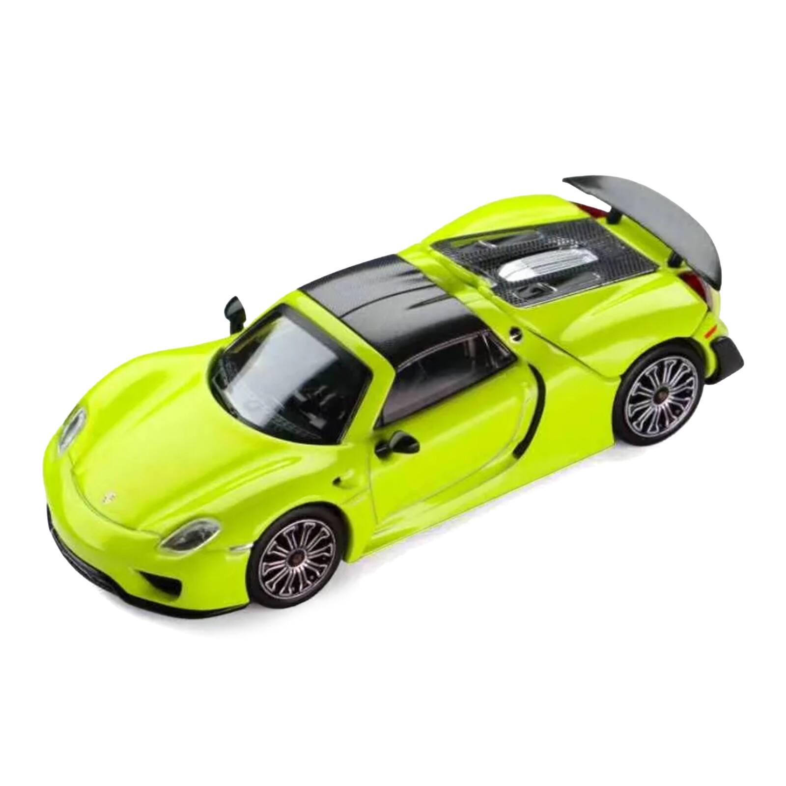 Alt View 3. Trends Hobby - Porsche 918 Spyder Acid Green with Carbon Top 1/64 Diecast Model Car by Trends Hobby.