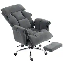 Homcom - Office Chair, Reclining Computer Chair with Footrest, High Back, Headrest, Adjustable Height - Dark Gray