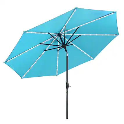 Front. Ainfox - Ainfox 10ft Led Light Bar Patio Umbrella With Umbrella Base For Market,Yard,Lawn Etc - Blue.