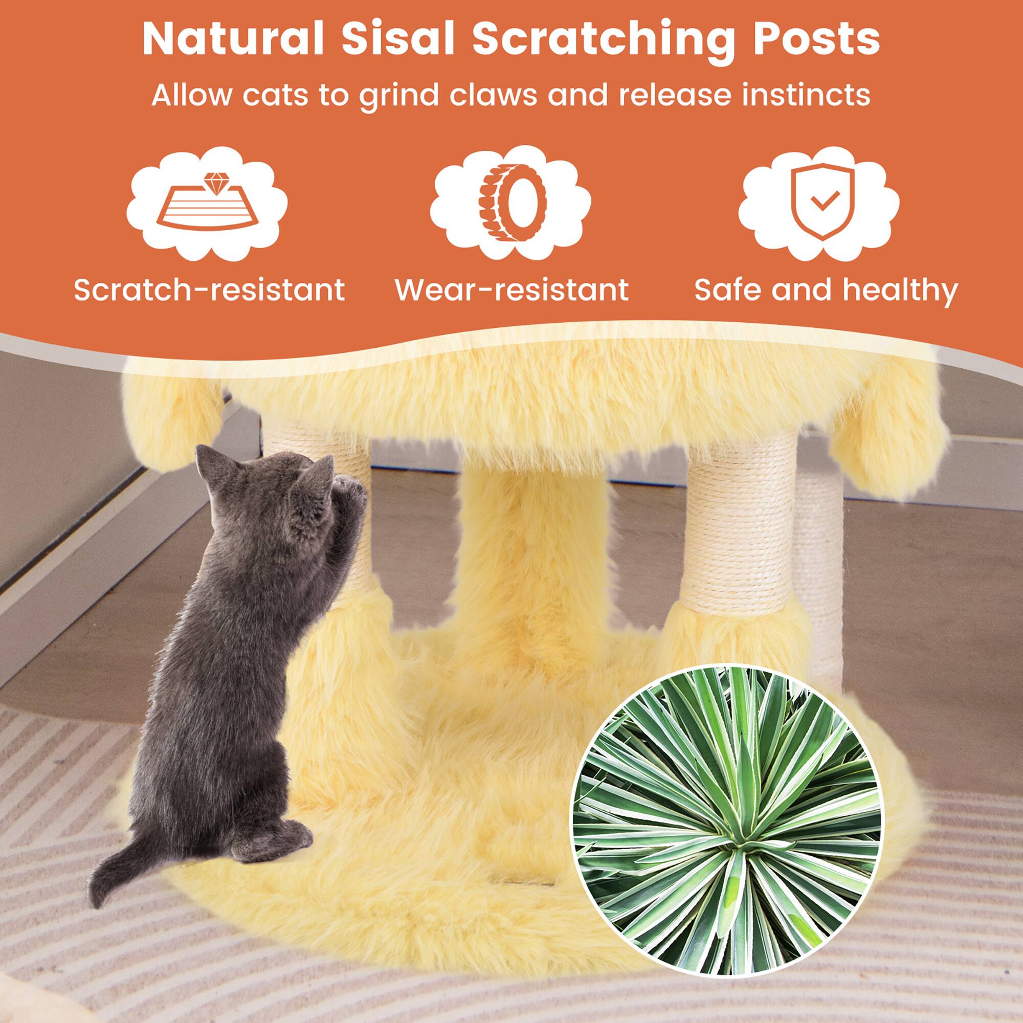 Natural Sisal Scratching Posts  
Allow cats to grind claws and release instincts  

- Scratch-resistant  
- Wear-resistant  
- Safe and healthy