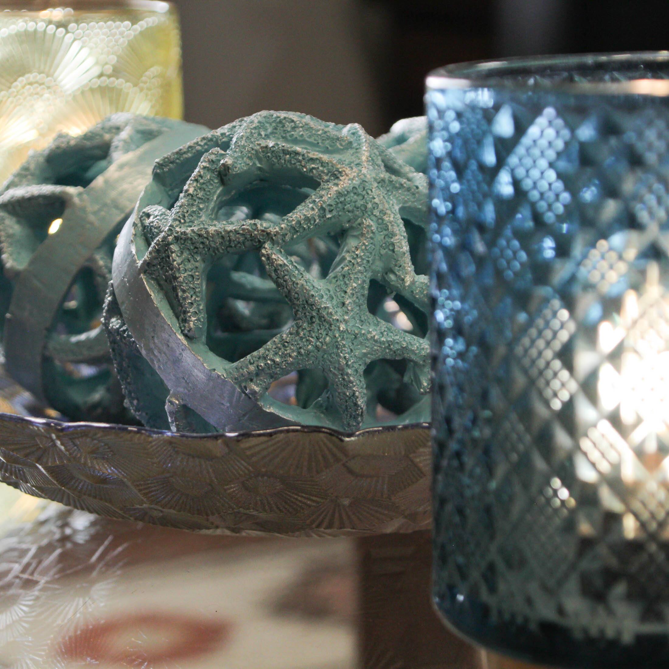 Alt View 6. Fancy That - Coastal Starfish Orbs Set of 3 - Beach-Inspired Home Accent for Centerpieces - Light Blue.
