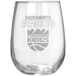 Great American Products - Sacramento Kings Etched 17oz. Rally Cry Stemless Wine Glass - Multicolor