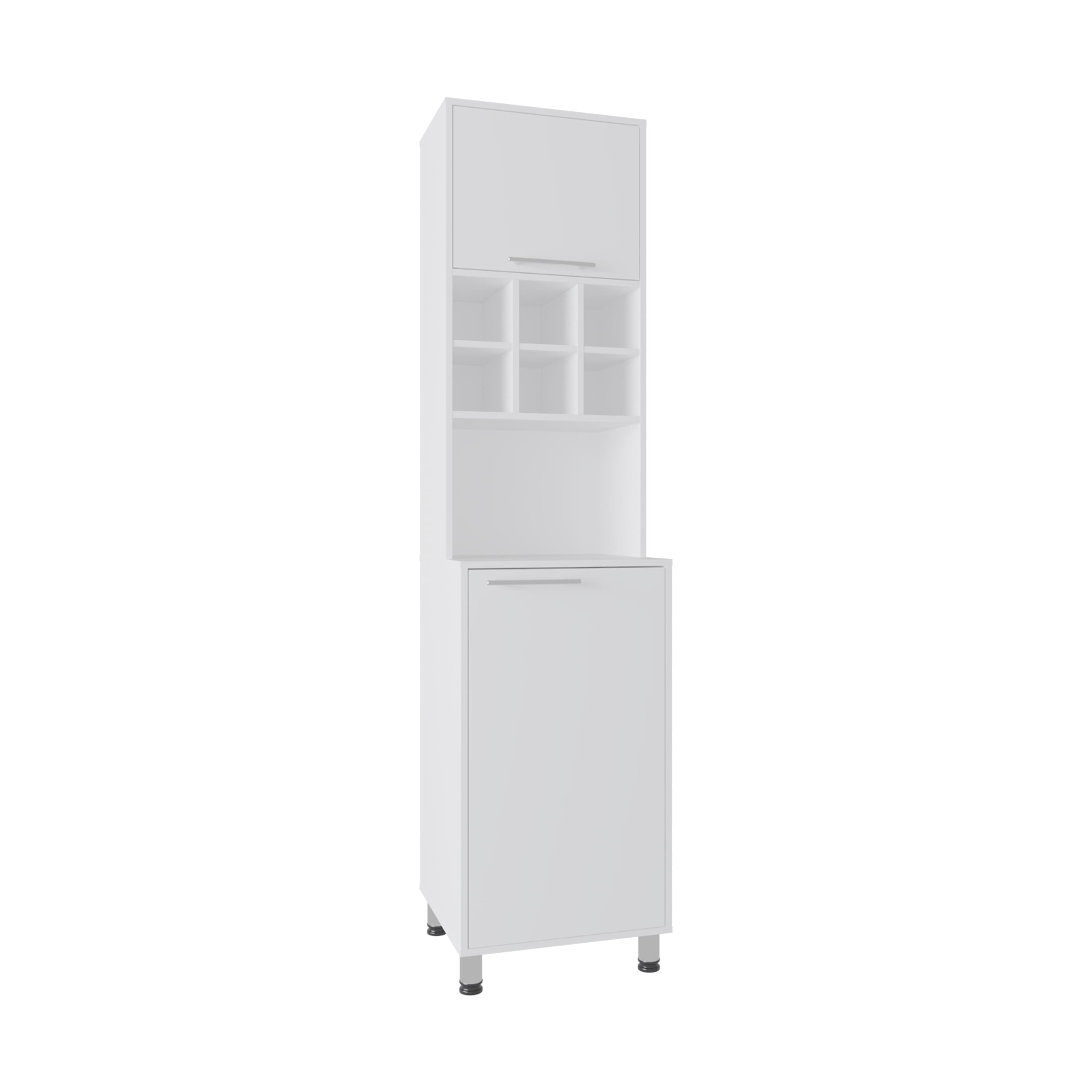 TuHome - Tall Kitchen Pantry with Two Doors, Interior Storage Shelves, Six Bottle Racks and Open Countertop - White price history on PriceWatchPro