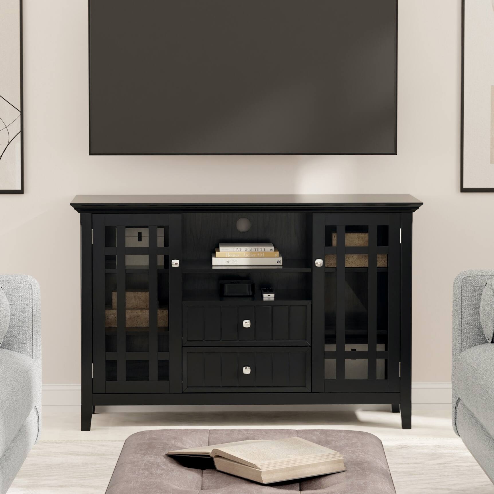 Angle. Simpli Home - Bedford Tall TV Media Stand - Black.