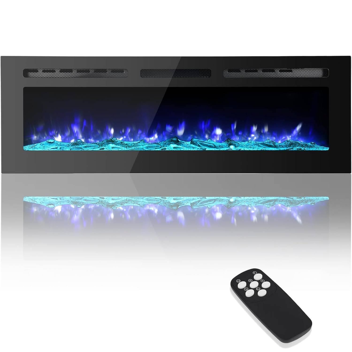 Front. Acekool - Acekool 72-Inch Built-in Electric Fireplace, Wall-Mounted Heater for Bedrooms Living Room - Black.