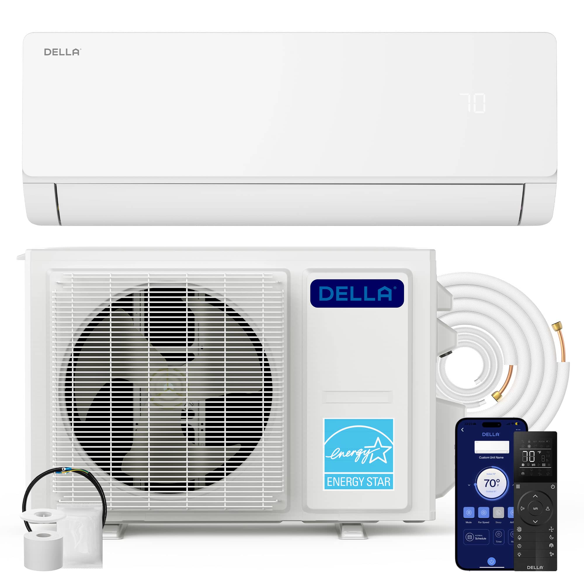 Della - Vita Series 9000 BTU Mini Split Air Conditioner, Energy Star, 21 SEER2 230V, Cools up to 400 Sq. Ft, 0.75 Ton Heat Pump - White price history on PriceWatchPro