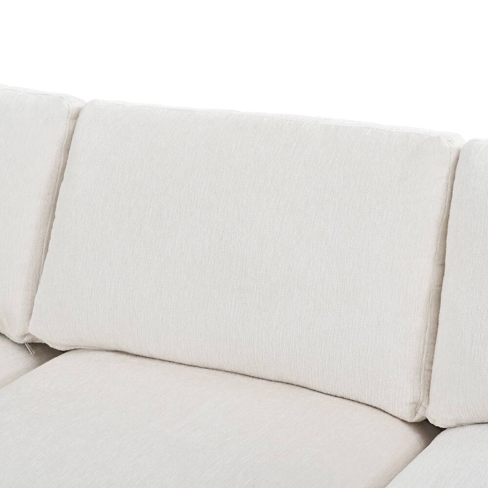 Alt View 6. Loheer - Loheer 101.57" Modern 3-Seater Sofa Chenille Couch with Solid Wood Frame Deep Seating Living Room Sofa with Throw Pillow - Beige.