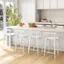 Angle. Costway - Bar Chair Counter Height Stools Set of 4 with Acacia Wood Frame Supporting Legs White - White.
