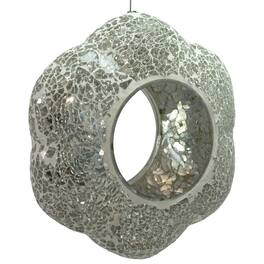 Sunnydaze - Glass Fly-Through Hanging Bird Feeder - 10 in - Mirrored Diamond Flower