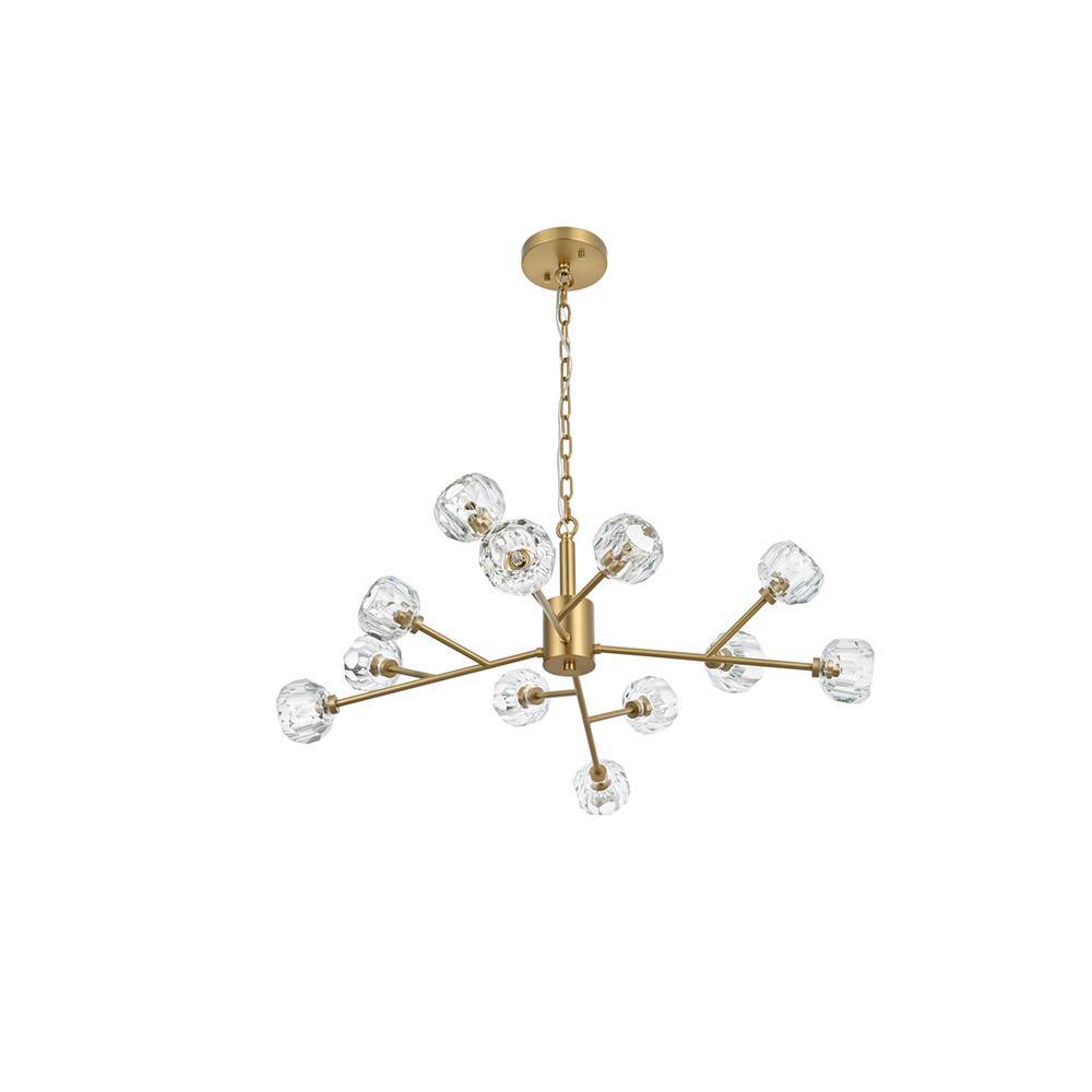 Back. Elegant Lighting - Graham 12 Light Pendant in Gold - Gold And Clear.