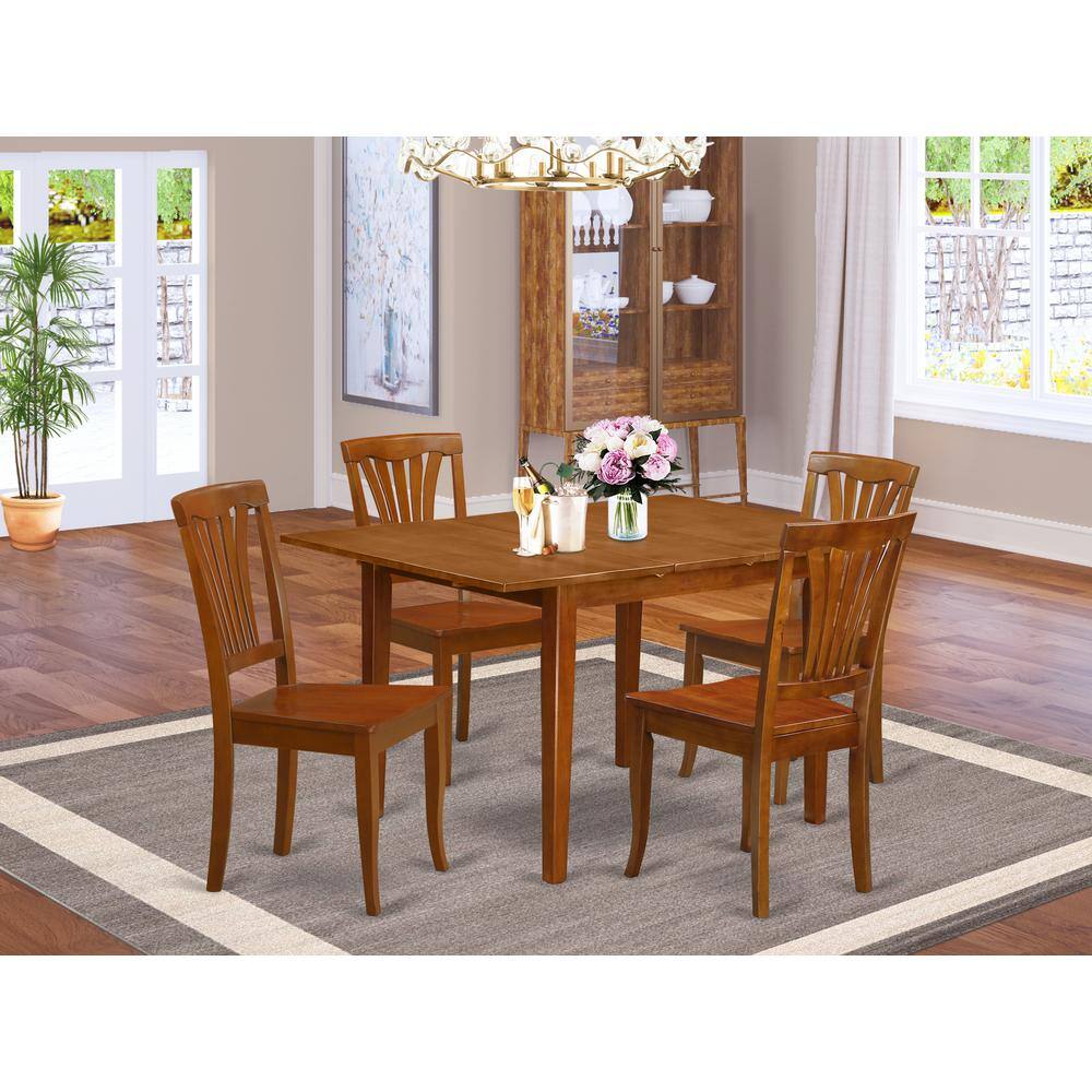 Back. East West Furniture - 5 Pc small Kitchen Table set-small Kitchen Table and 4 Kitchen Chairs - Saddle Brown.